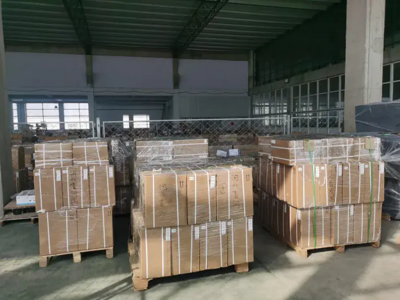 Palletized commercial goods in a logistics warehouse