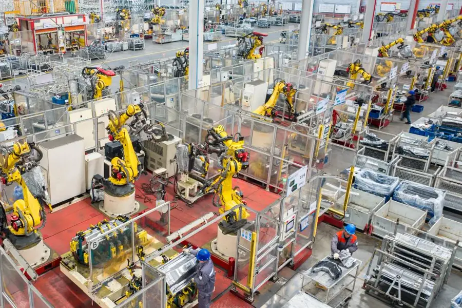 Modern industrial workshop with automated machinery