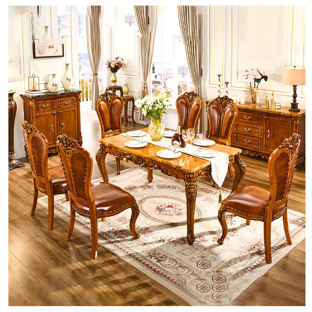 Dark wood and light-finish dining sets - catalogue item 058